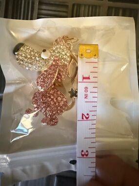 Pink Crystal Dachshund Keychain Charm - Women's Jewelry